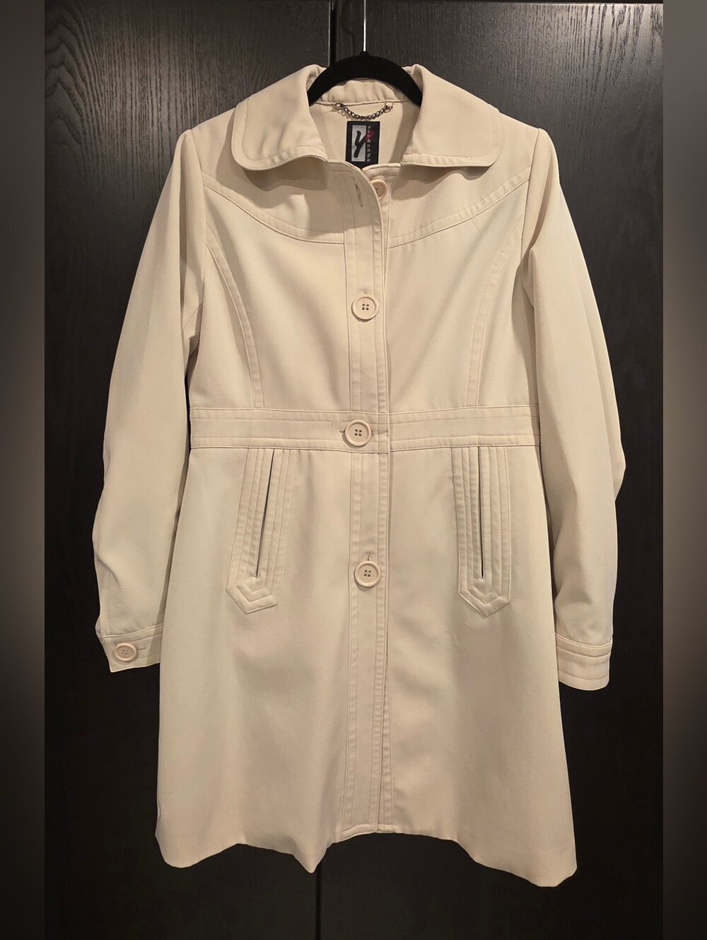 Y EXCHANGE Cream Button-Front Trench Coat